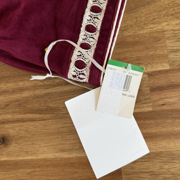 Eileen West Velvet Robe Burgundy Womens Large Embroidered Heirloom Old Money NWT - Picture 10 of 15